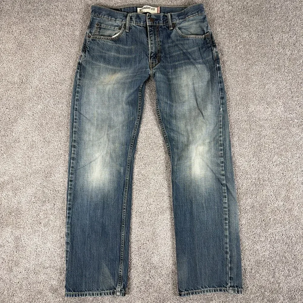 Levis 505 Jeans Mens 32x30 Faded Whiskered Denim Straight Leg Y2K Honeycomb Work